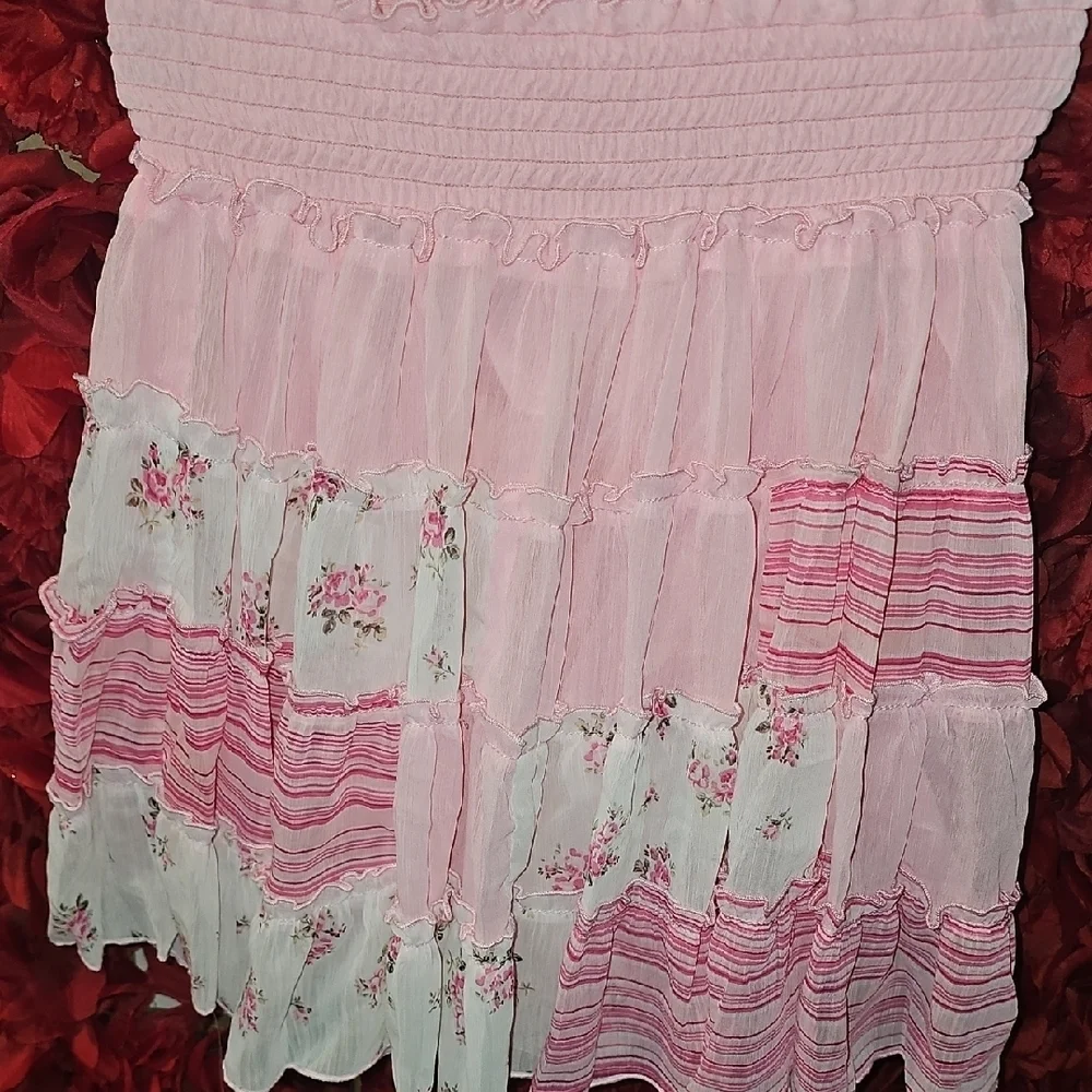 Children's Place Like NEW Floral Pink Ruffle Skirt Size 6X/7